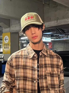 HasoBaso 24ss立体刺绣字母街头棒球帽情侣高顶弯檐货车帽