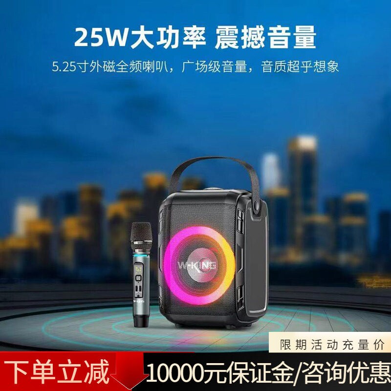 维尔晶T9S户外手提便携式广场舞响蓝牙音箱话筒K歌插卡U盘发光音