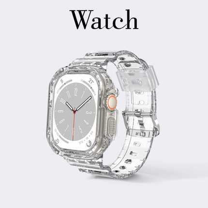 适用iwatch10苹果手表S10表带冰川保护套一体applewatchS9手表带S8保护壳s6硅胶s7腕带s5男女款ultra2运动