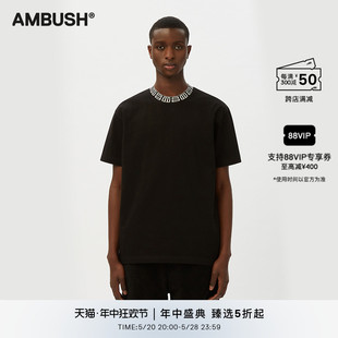 T恤 短袖 黑色舒适LOGO针织饰领休闲个性 AMBUSH男士