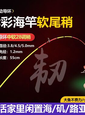 调七彩醒目尖竿甩彩色软尾小矶竿竿杆竿软抛28尖一节改装稍稍海竿