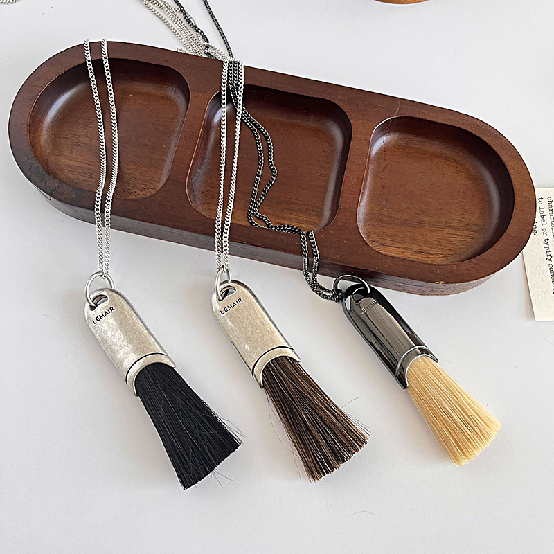 lemaire同款马鬃毛毛刷流苏项链