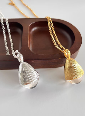 周雨彤同款白水晶松果长款毛衣链