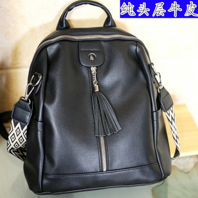 头层牛皮百搭大容量双肩包