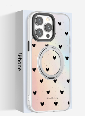 新款旋转磁吸支架magsafe手机壳适用于苹果14promax磨砂iPhone15Plus创意360支点壳13镭射12高级感简约xr防摔