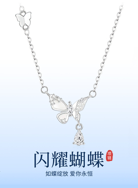 闪耀蝴蝶项链女款999足银