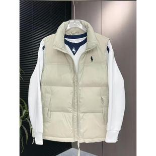 欧洲站立领无袖 保暖背心 坎肩马甲男轻奢潮牌刺绣棉衣痞帅百搭时尚