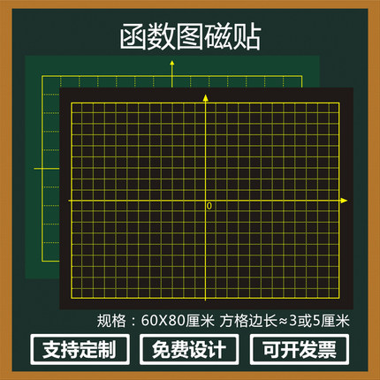 磁性函数图平面直角坐标系教具磁性黑板贴方格磁力贴轴对称图形大号数学教具XY轴5厘米3厘米坐标图黑色教学