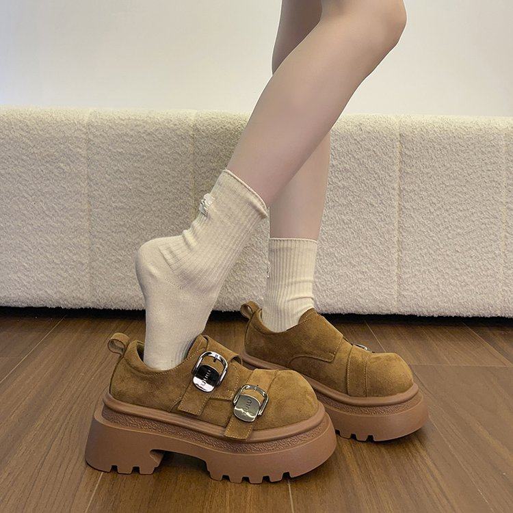2026春季新款深口单鞋2025年冬季一脚蹬橡胶牛反绒磨砂皮深口布单,女鞋,深口单鞋,淘宝优惠券,粉丝福利购,淘宝优惠卷