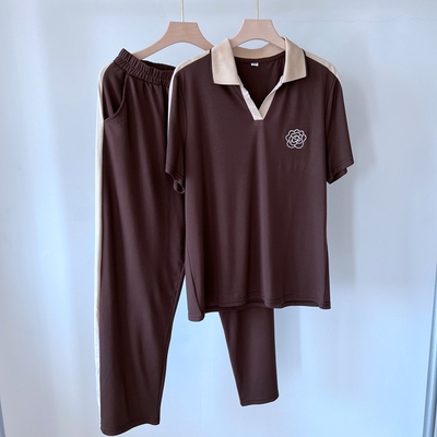 郭贵人妈妈装夏款冰丝短袖套装