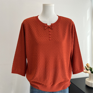 妈妈春装2026新款早春七分袖针织小衫中老年女装半袖T恤薄款上衣