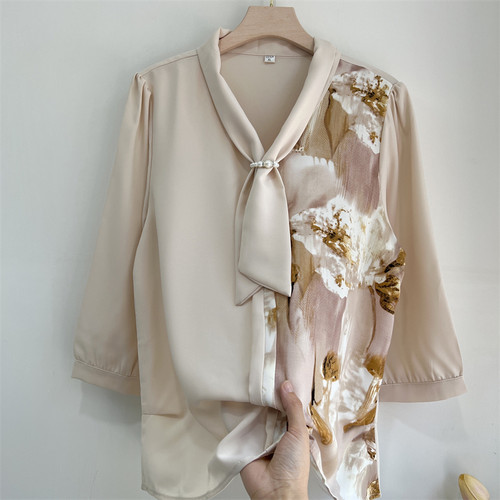 郭贵人妈妈夏装洋气小衫雪纺衬衫