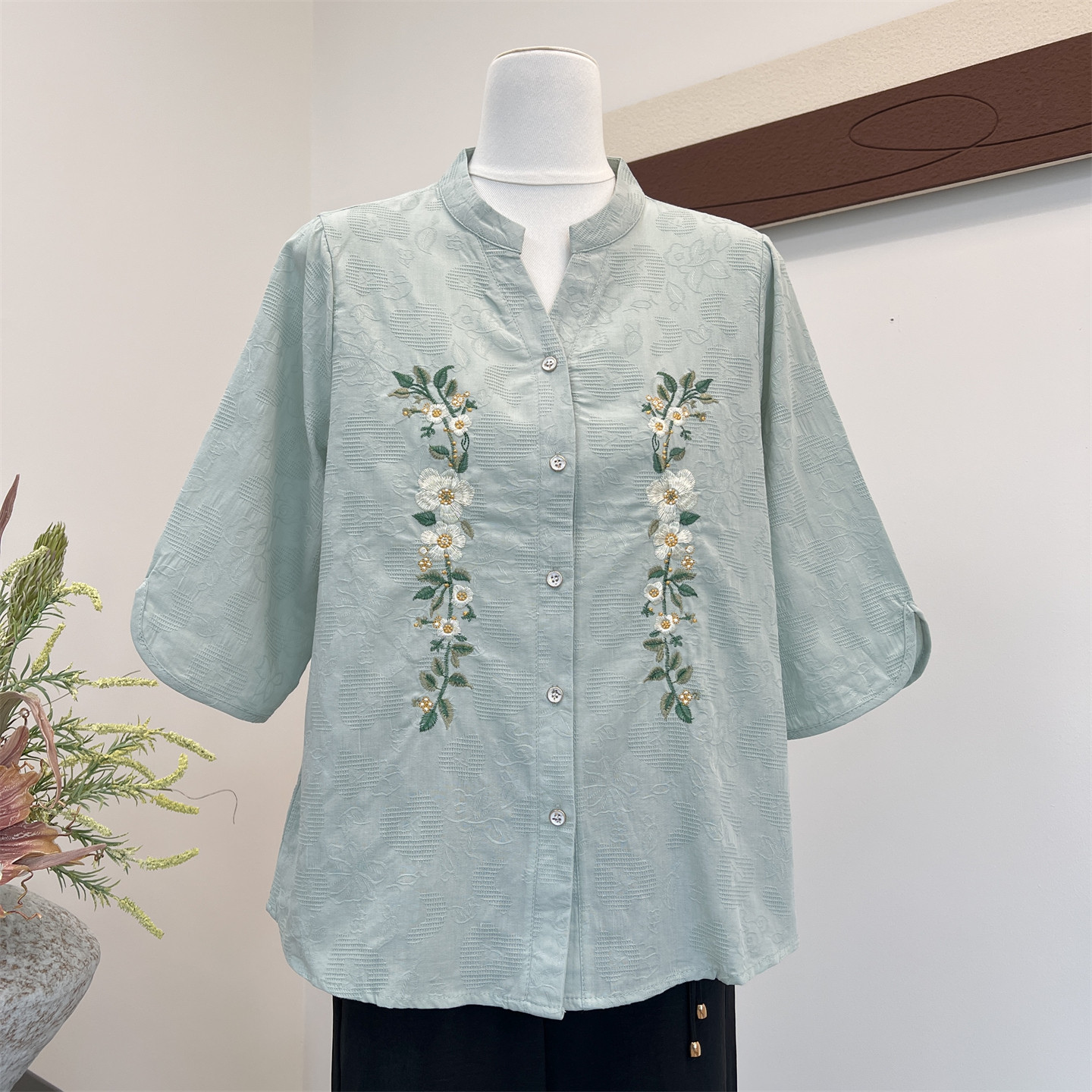 母亲节衣服妈妈夏装纯棉博衬衫2026新款短袖t恤中老年女奶奶上衣