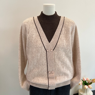 假两件针织上衣一体绒毛衣 2025新款 中年妈妈装 秋冬加绒加厚打底衫