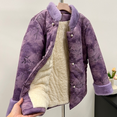 妈妈冬装棉衣加绒加厚外套棉服