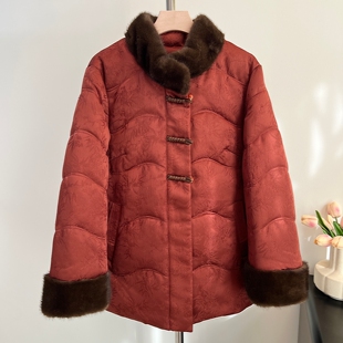 妈妈羽绒服中老年人女装秋冬保暖鸭绒衣服奶奶装高档国风加厚外套