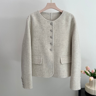 中老年女小香风双面呢外套上衣 羊毛呢子大衣2025新款 时尚 妈妈秋装