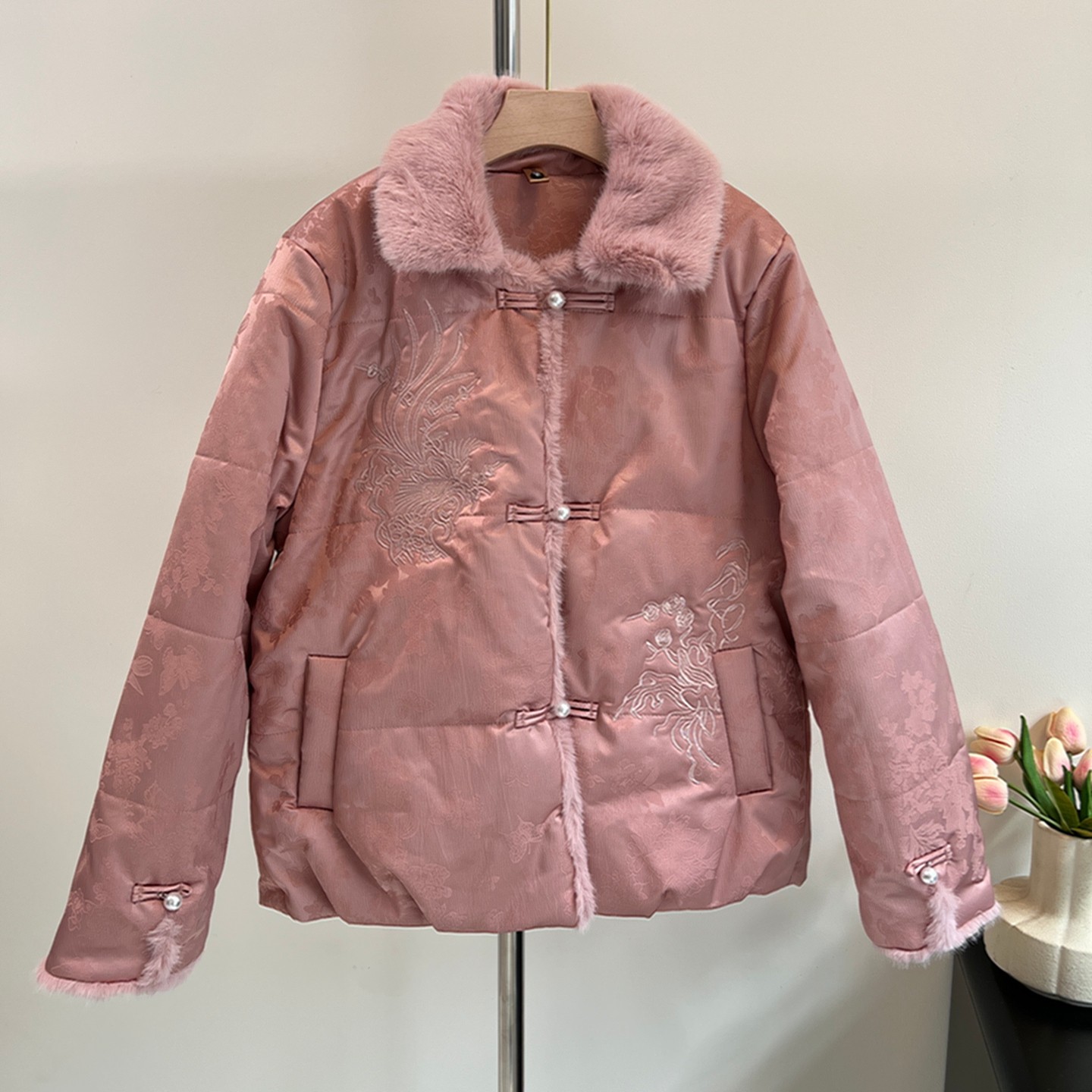 妈妈冬装保暖羽绒棉服棉袄外套中老年女装奶奶秋冬款毛领宽松棉衣