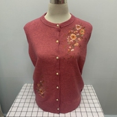 开衫 洋气婆婆羊毛针织衫 外套女 圆领绣花毛衣奶奶大码 妈妈春秋新款