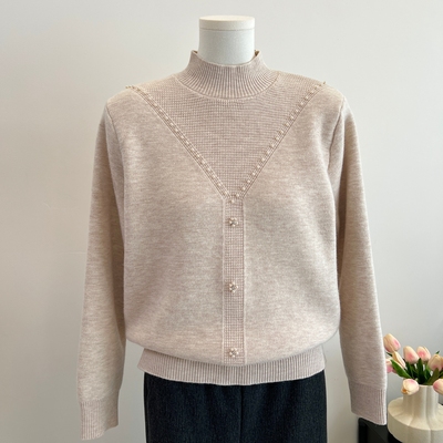 妈妈冬装半高领一体绒打底衫