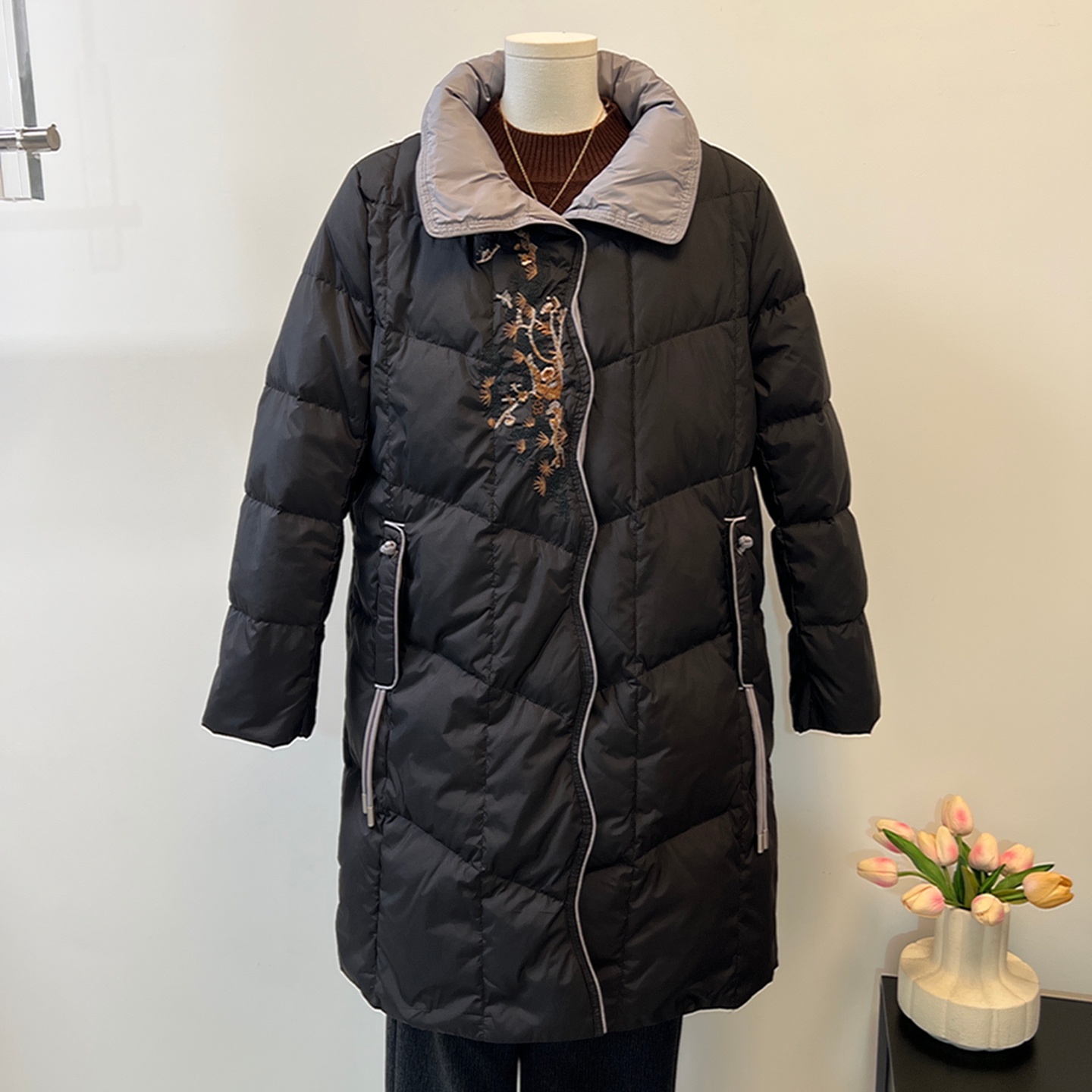 妈妈装中长款羽绒服大衣保暖外套