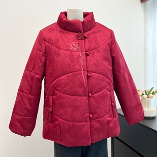 奶奶冬装防水貂绒加绒加厚棉服婚礼老太太红色棉衣外套妈妈装棉袄