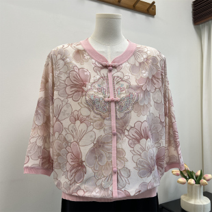 中老年女装妈妈春夏装新款上衣洋气奶奶装薄款外穿宽松七分袖T恤