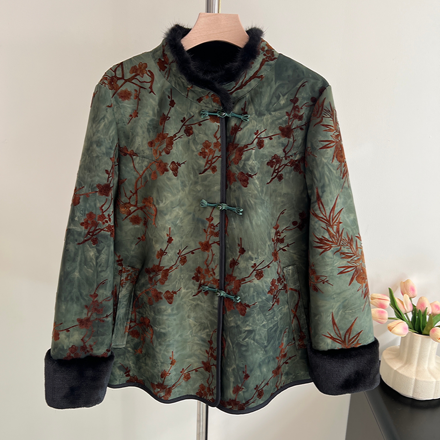 国风奶奶冬装仿皮草加绒保暖外套