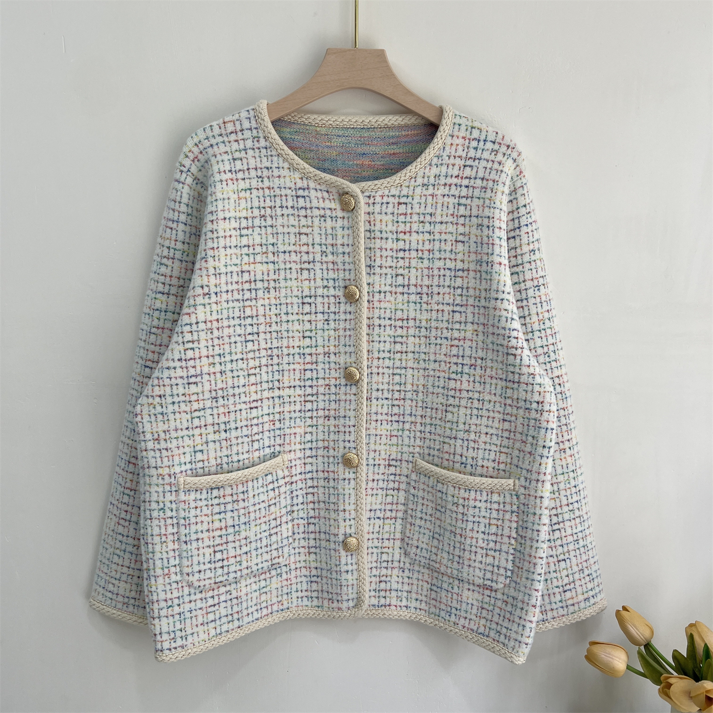 妈妈秋装针织外套时尚宽松开衫