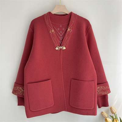 郭贵人妈妈秋装洋气针织两件套