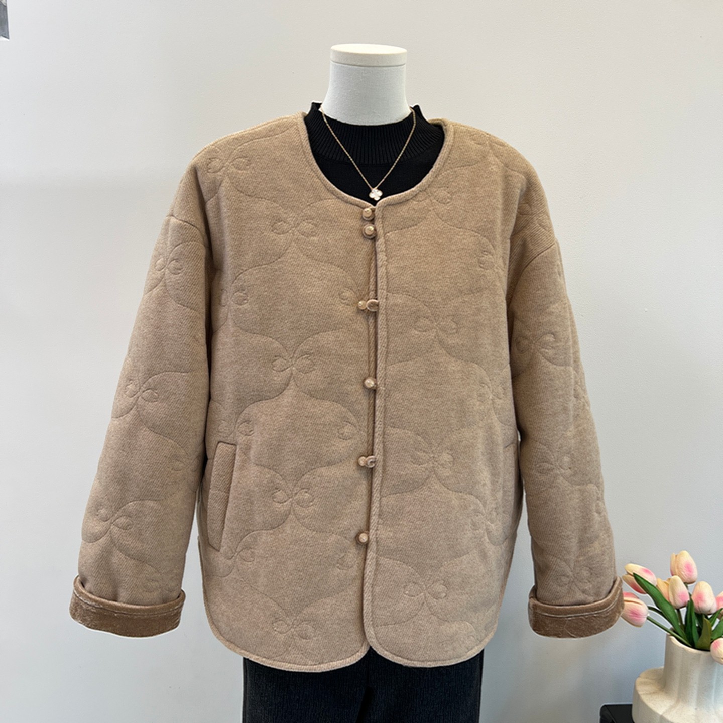 中年时尚妈妈秋冬装保暖棉服外套