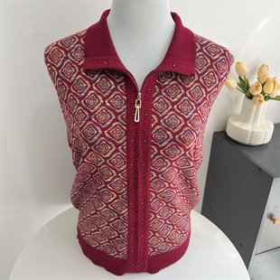 中老年人妈妈秋装针织开衫女大码新款洋气老太太秋冬奶奶毛衣外套