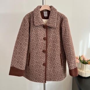 妈妈秋冬装加绒加厚仿水貂绒外套中老年女装高贵奶奶保暖毛呢大衣