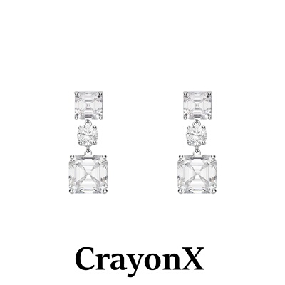 CrayonX多切割方钻叠戴耳环