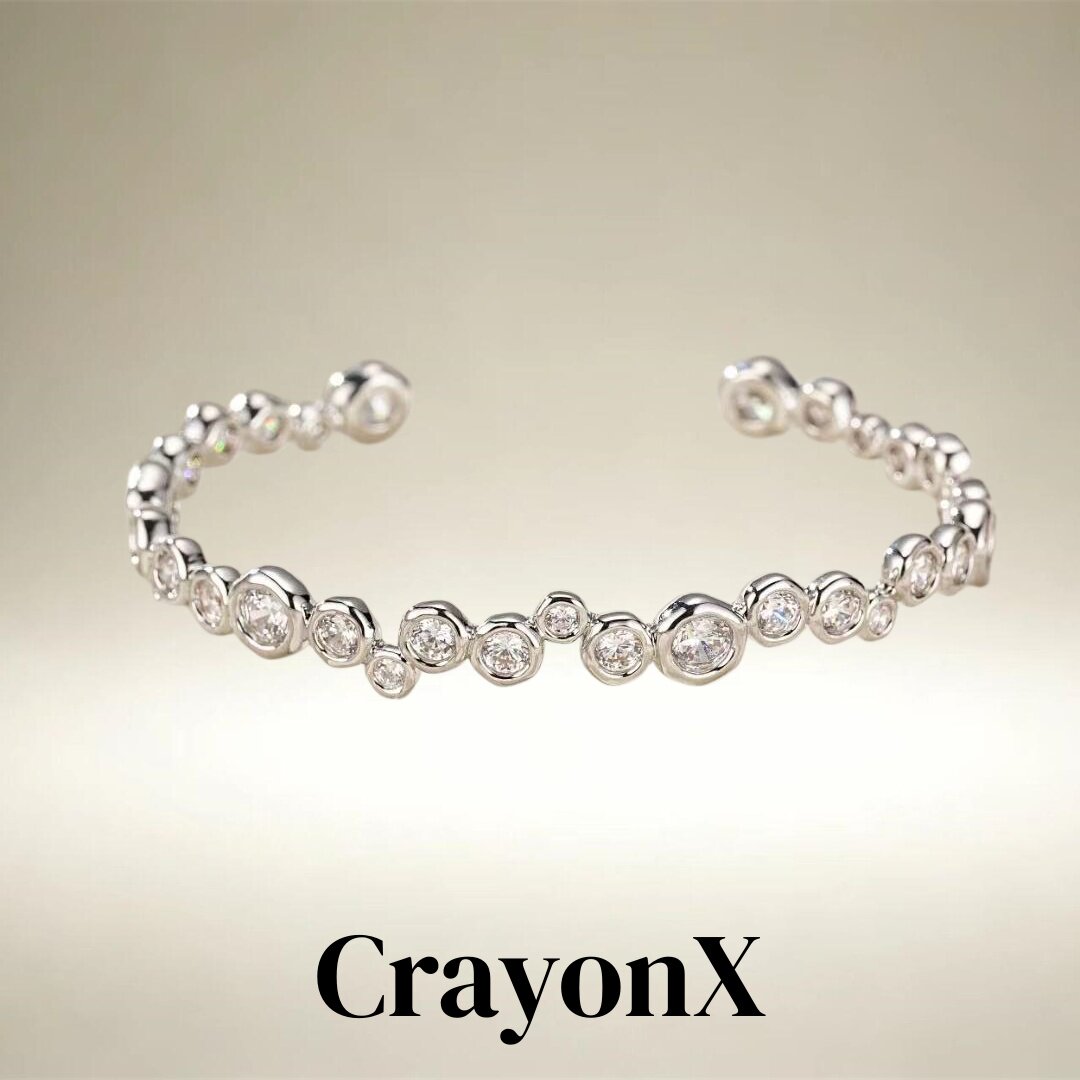 crayonx 人鱼泡泡 简约轻奢镶钻开口手镯女 时尚百搭气质款