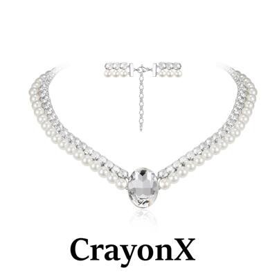 珍珠多层鸽子蛋水晶choker项链