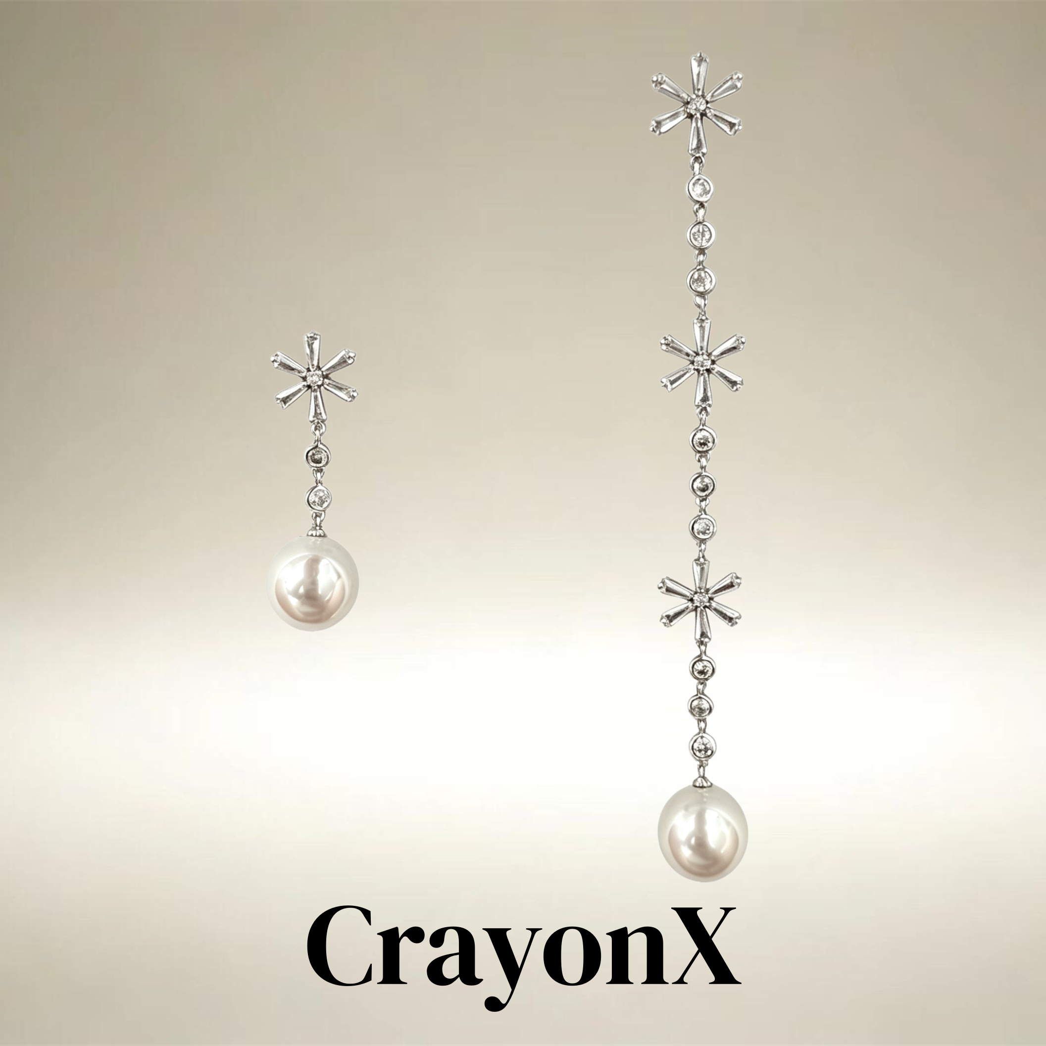 CrayonX强光珍珠不对称耳饰
