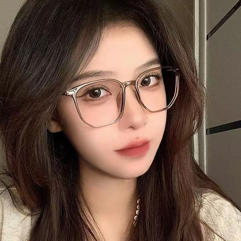 冷茶色大框超轻近视眼镜女防蓝光素颜神器网红高颜值平光镜显脸小