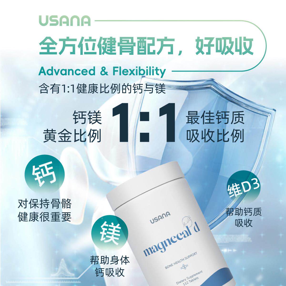 正品美成优莎NMK娜USANA活钙力镁片钙镁D片补钙柠檬酸钙人中老国