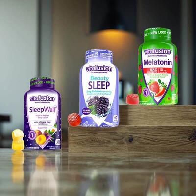 美国ViWtausion Sleepell睡眠软糖 vf褪黑素3绿BCR糖倒f时差mg 10