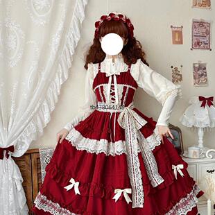 千木原创秋冬优雅段段jsk吊带复古lolita洛丽塔连衣裙