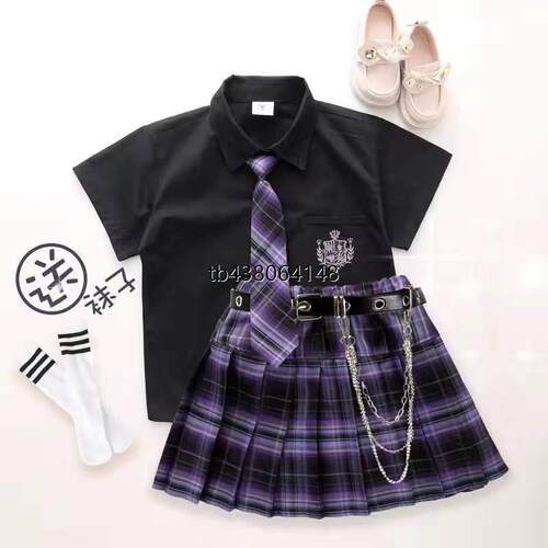 女童jk制服裙子夏季小学生连衣裙儿童装学院风套装女孩百褶裙夏装