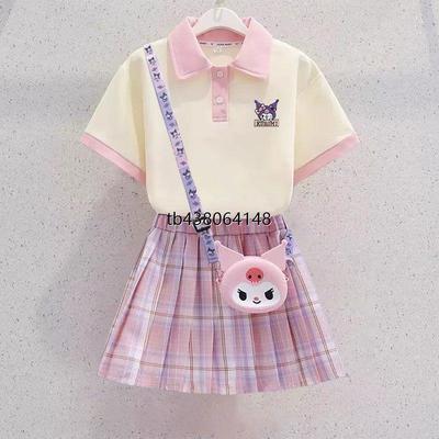 库洛米裙子女童夏季2025新款儿童POLO连衣裙女孩夏装短袖jk套装