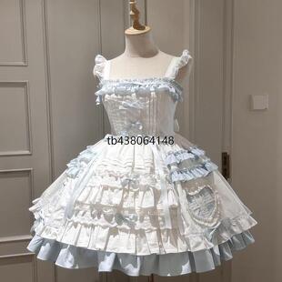 橱窗玩偶蓝白doll感少女甜美爱心斗篷JSK蛋糕裙飞行日记lolita