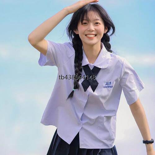 泰式泰国校服衬衫女短袖男学院风jk制服高中学生运动毕业班服套装