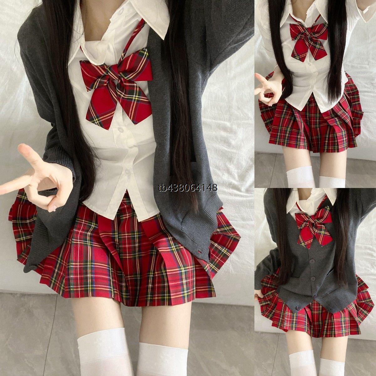 jk原创长袖毛衣开衫格裙正版jk制服秋冬套装叠穿学院风女COSPLAY