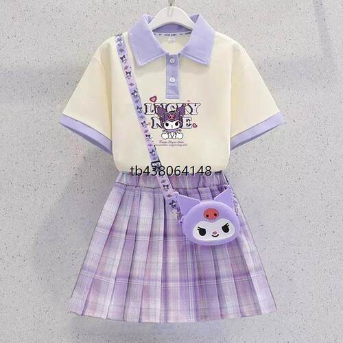 库洛米裙子女童夏季2025新款儿童POLO连衣裙女孩夏装短袖jk套装