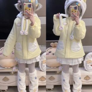 小个子冬季可爱外套插肩袖加厚棉服学生保暖可爱少女