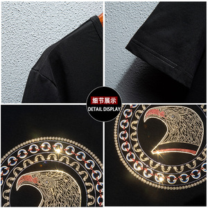 2025夏烫钻T恤镭射男大码胖打底衫亮片潮短袖QT4066-1-A6008-P50图片