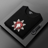 2025夏烫钻T恤镭射男大码胖打底衫亮片潮短袖QT4066-1-A8820-P60，男装T恤，电商A227B（原钱塘4066-1）